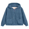 thumbnail image 3 of SLADYGLO Women Full Zip Sherpa Lined Front Pockets Drawstring Fuzzy Hoodie, 3 of 3