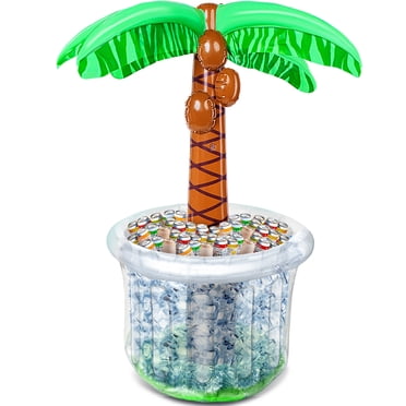 Joyfy Glacière Gonflable en Forme de Palmier de 150 cm (60 Pouces), Décorations d'Été pour Fête à la Piscine, Glacière Extérieure pour Boissons avec Porte-Boisson, Déco de Plage Océanique