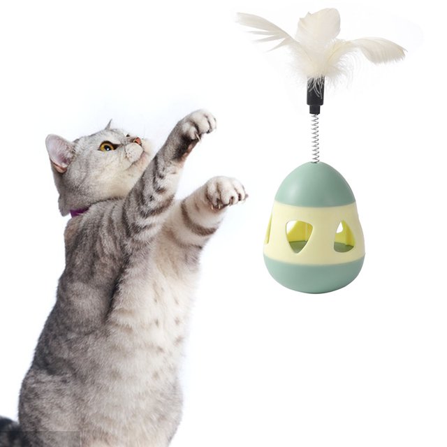 <p>Cat Slow Feeder Ball, Top Feather Cat Treat Dispenser Toy Cute Interactive IQ Training For Indoor</p>