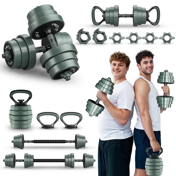 IMFit AIO Weight Adjustable Dumbbells (1.65 to 85 lbs) | Dumbbells, Barbells, Kettlebells, Push-Up Bars, Weight Plates for Full-Body Workout | Premium Weight set for Home Gym Fitness