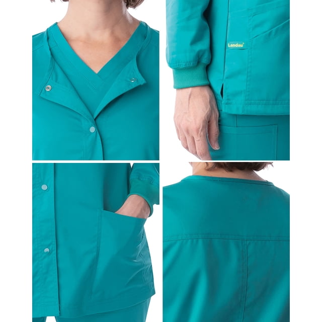 Landau ProFlex Veste de Sarrau pour Femmes : Coupe Moderne Ajustée, Extensible, devant à Boutons-Pression, Col Ras du Cou, Sarraus Médicaux 3038
