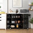 thumbnail image 3 of Costway Kitchen Island 2-Door Storage Cabinet Stainless Steel Top w/ Drawers, 3 of 10