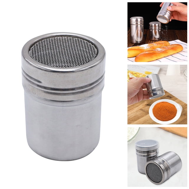1 Pack Stainless Steel Shaker Duster Container For Powder Powdered Baking Cocoa Corn Starch And More. Screen Stainless No Hole Metal Mat Smart Coffee Tub Mesh Metal Strainer
