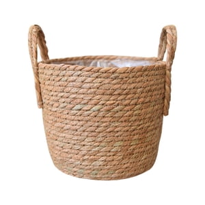Pot de fleurs de paille tissée avec liner en plastique, panier de planteurs de herbes de mer, pot pot de jardin Conteneurs Wicker Rattan Vase Sundries Organisateur de bacs de stockage pour les plantes d'extérieur intérieur Vintage Decor, 9,84x7.87"