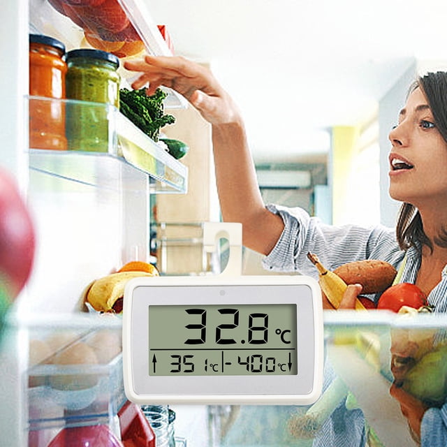 Large Screen Display Household Electronic Wall-mounted Refrigerator Temperature Gauge Can Be Set High And Low Temperature Alarm Temperature Gauge With Bracket