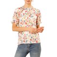 thumbnail image 1 of INSPIRE CHIC Blouse pour Femme à Fleurs à Volants Manches Courtes Col à Volants Blouses Décontractées m Blanc, 1 of 1