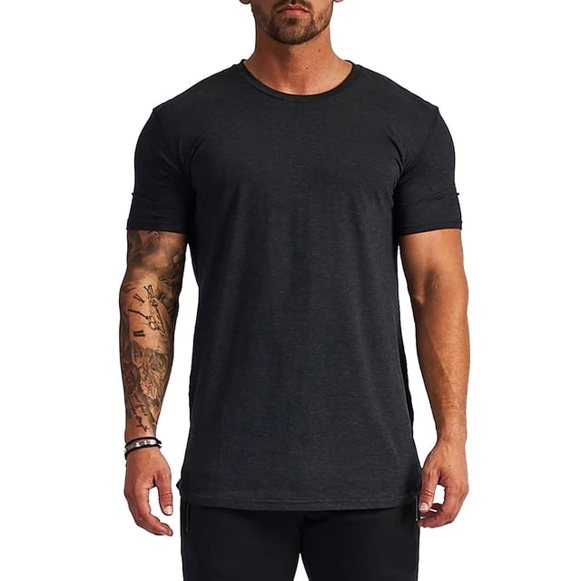 BOBOGOJP T-Shirts Graphiques pour Hommes à Encolure Dégagée, Manches Courtes, Hauts Ajustés (Noir, TTG)