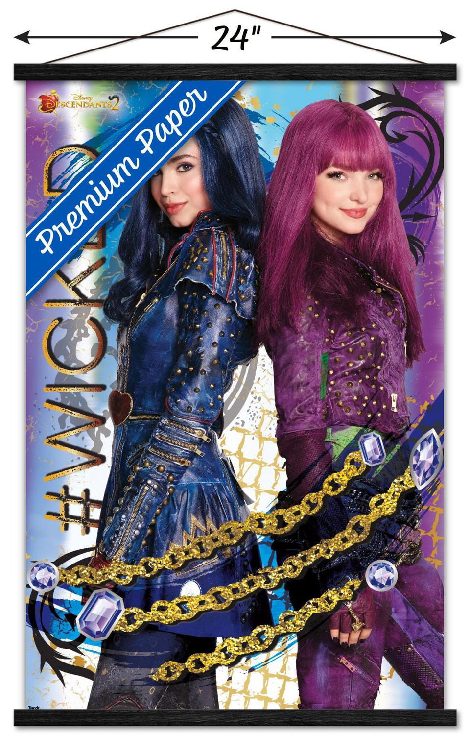 Disney Descendants 2 - Wicked Wall Poster, 14.725" x 22.375" Framed