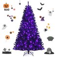 thumbnail image 1 of Gymax 7 FT Pre-lit Black Halloween Tree Artificial Hinged Christmas Tree, 1 of 10