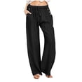 thumbnail image 1 of VEKDONE Womens Linen Long Pants Black XXL, 1 of 5