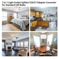 thumbnail image 3 of 3 in 1 Light Socket Splitter E26/27 Adapter Converter for Standard LED Bulbs Vertical 180° Adjustable Horizontal 360° Adjustable Bendable Max 60W Socket Extender, 3 of 7
