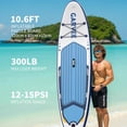 thumbnail image 2 of Garvee Inflatable Stand-up Paddle Board, 10.6' x 32'' x 6'', Manual Pump, with Camera Mount, White & Blue, 2 of 8