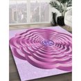 thumbnail image 3 of Ahgly Tapis d'Intérieur Lavable en Machine Carré Transitionnel Fleur Rose, 8 Pieds Carré, 3 of 7