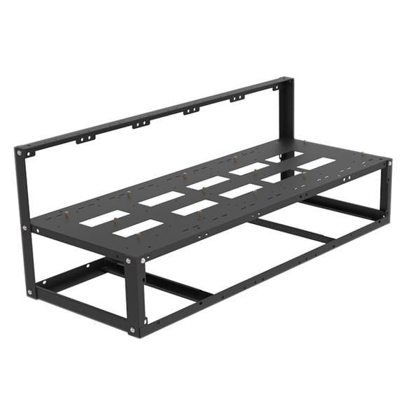 FUEENIRVA 1Set Black Open Air Pc Case Steel Frame Mining Rig with Convenient Installation and Cooling Support