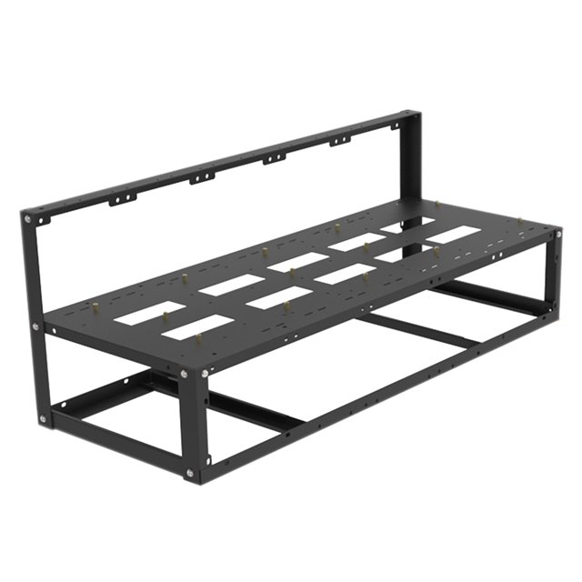 FUEENIRVA 1Set Black Open Air Pc Case Steel Frame Mining Rig with Convenient Installation and Cooling Support