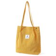 thumbnail image 1 of Walson Sacs Fourre-Tout en Velours Côtelé pour Femmes, Sac à Bandoulière Léger Réutilisable, Grande Capacité, Sacs de Magasinage, Sacs à Main Rétro Décontractés, Sangle Renforcée, Jaune, 1 of 8
