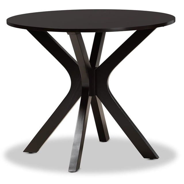 Bowery Hill Table à Manger Ronde en Bois de 35 Pouces de Large, Fini Brun Foncé