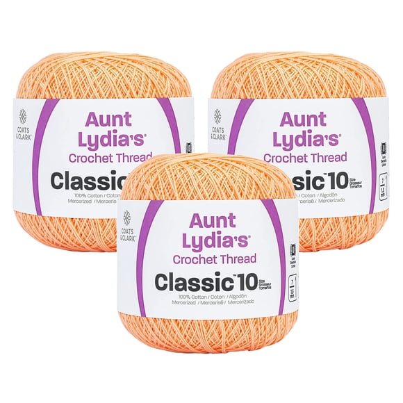 Aunt Lydia's Bulk Buy Crochet Cotton Classic Crochet Thread Size 10 (3-Pack) Light Peach 154-424