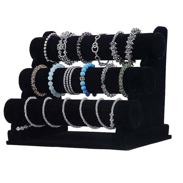 Jewelry Display Stand 3-tier Velvet Detachable Stand Bracelet Holder