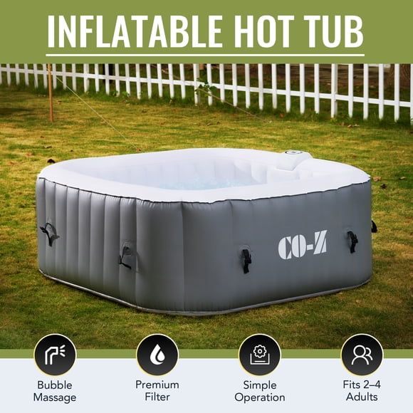 CO-Z Spa Gonflable de 5 Pi pour 4 Personnes avec Jets de Massage et Tous les Accessoires Gris