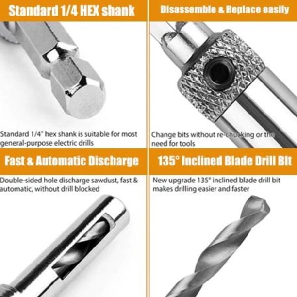 Set De 6 Forets HSS Revêtus Titane – Diamètres 3,4,5,6 Mm, Pour Percer Acier Et Bois