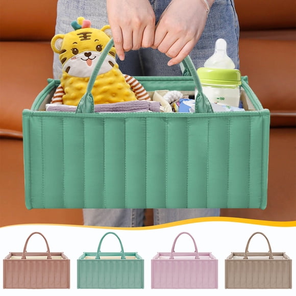 Bowayaoa Organiseur de Couches Imperméable avec Séparateurs, Panier Suspendu Portable pour Couches de Bébé pour Voiture, Voyage, Maison, Panier de Rangement pour Lingettes, Bouteilles et Jouets pour Nourrisson