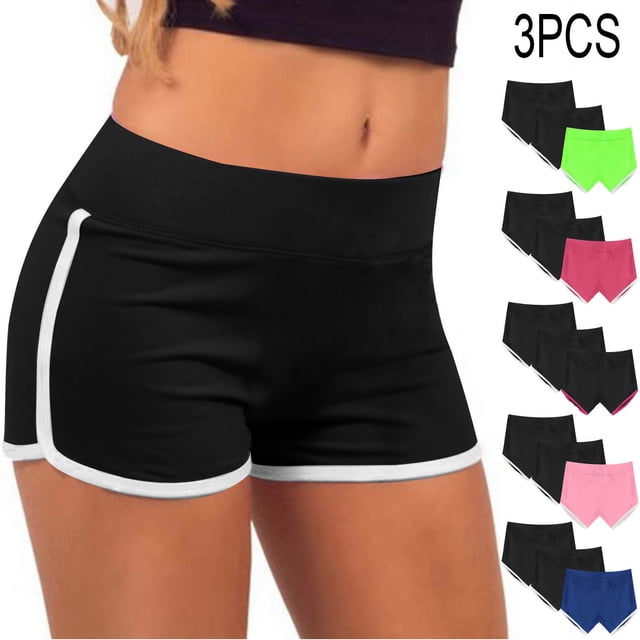 Tranfacy Shorts de Course pour Femmes, Shorts de Gym pour Femmes, 3 Pcs Shorts de Yoga pour Femmes Pantalons Bandage Taille Élastique Shorts Décontractés