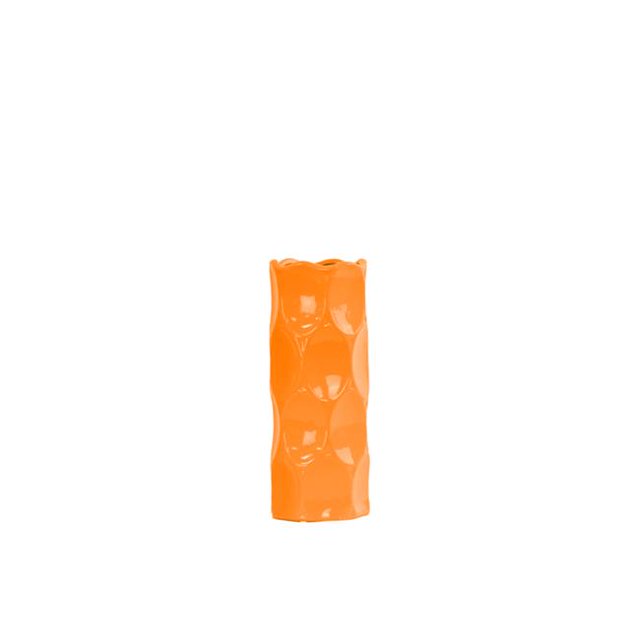 Urban Trends Collection 24429 Ceramic Round Cylindrical Vase With Dimpled Sides, Small - Orange