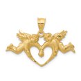 thumbnail image 1 of Pendentif Cœur Anges en Satin Or Jaune 14K, 1 of 2