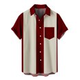 thumbnail image 2 of HKEJIAOI Chemises Habillées pour Hommes Manches Courtes Chemise à Rayures Imprimée Décontractée Mode Col à Revers, 2 of 4