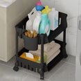 thumbnail image 2 of SLYNSHome 2-Tier Multi-functional Storage Rack with Wheel for Kitchen Bathroom Under Sink,Plastic Organizer Easy Assembly Space Saving Home Storage Solution - Black, 2 of 6