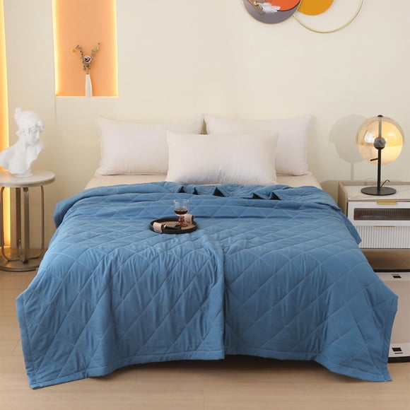 Clearance! Cool Summer Quilt, Lightweight Air Conditioning Blanket - Machine Washable Thin Throw, Breathable Cotton Blend, Soft Couch Blanket - Navy, Pink, Khaki, Gray, Green