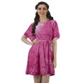 thumbnail image 1 of Moomaya Robe d'Été Courte Évasée à Manches Cloche en Georgette Mousse Imprimée pour Femmes, 1 of 4