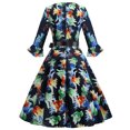 thumbnail image 4 of Pompotops Robe en Dentelle à Manches Longues Imprimé Floral Col Rond pour Femmes, 4 of 9