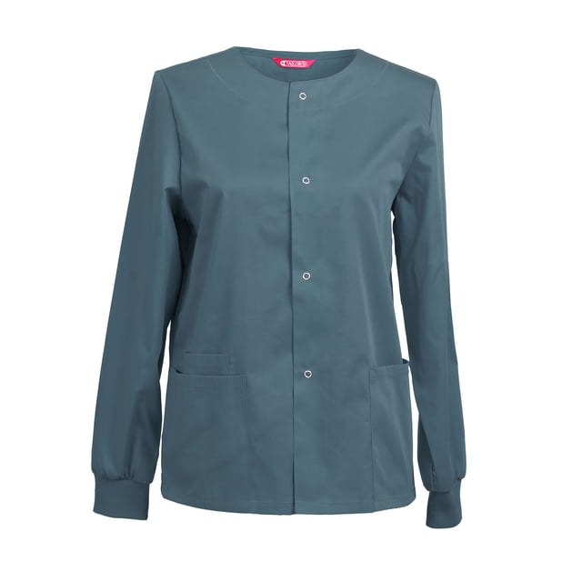 Womens Scrub Jacket Workwear Snap Front Warm-up Scrubs Jacket