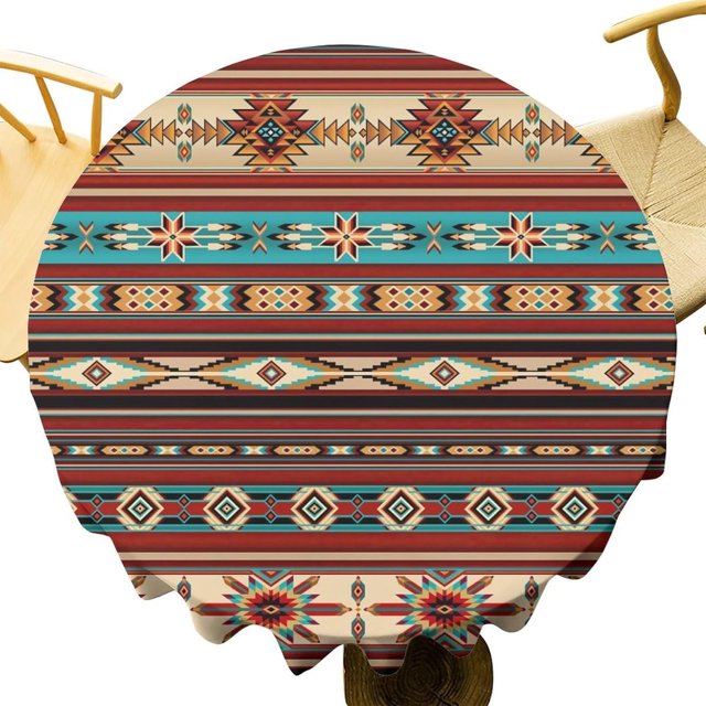 Aztec Southwestern Tablecloth Ethnic Tribal Geometric Design Vintage Style Table Cloth Boho Chic Washble Table Cover for Dinning Kitchen Farmhouse Party Decoration 60""