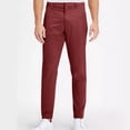 thumbnail image 2 of Men's Business Casual Pants Solid Color Zipper Button Straight Leg Pant Comfortable Stretchy Twill Trousers Wine M, 2 of 6