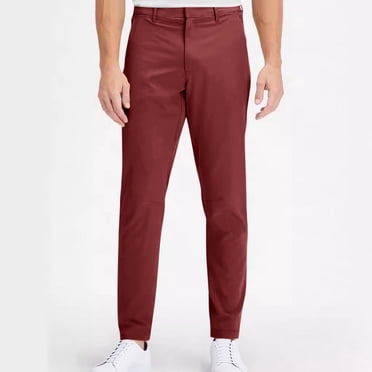 Mceream Mens Golf Pants Stretch Relaxed Fit - Expandable Waistband,Flat Front,Moisture Wicking,Sun Protection,Lightweight Twill PantalóN Hombre Wine L