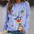 thumbnail image 1 of Chandail en Molleton de Noël pour Femmes 2023 Hiver Sexy Col Rond Imprimé Manches Longues Blouse Régulière en Solde, 1 of 6