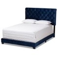 thumbnail image 1 of Baxton Studio Lit Grand Capitonné en Velours Candace, Bleu Marine, 1 of 8