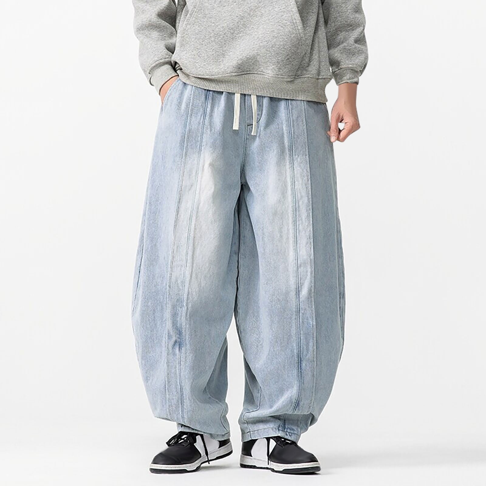 Weiqiqre Pants for Men Loose Fit Baggy Jeans Casual Streetwear