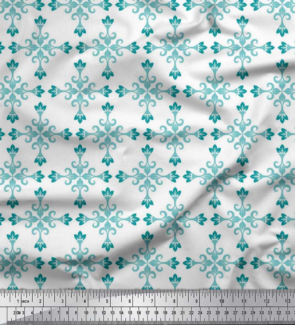 Soimoi Velvet Fabric Damask Decorative Print Fabric by the Yard 58 Inch Wide