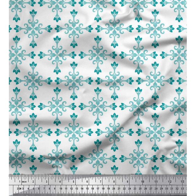 Soimoi Rayon Crepe Fabric Damask Decorative Printed Craft Fabric by the Yard 46 Inch Wide