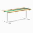 thumbnail image 1 of Desky Bureau Assis-Debout en Bois Dur à Résine Double - Frêne Blanc Rivière Émeraude / 72 x 30 Pouces / Blanc, 1 of 10