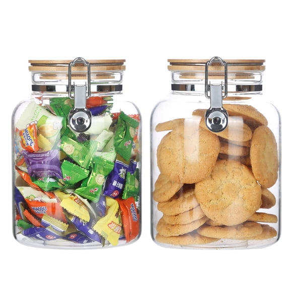 KKC HOME ACCENTS Clear Glass Cookies Jars with Airtight Lids,Airtight cookie jars with Locking Clamp Lids for Kitchen Counter,Large Sealed Glass Jars
