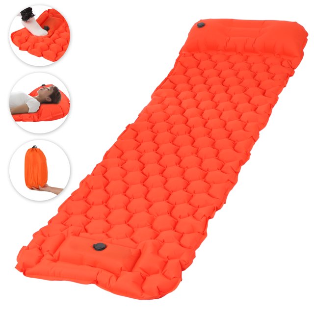 Tapis de Couchage Gonflable avec Oreiller Pompe à Pied Matelas Pneumatique