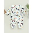 thumbnail image 4 of Faithtur Barboteuse pour Bébés Filles Garçons Imprimé Floral Cheval Manches Longues Col Rond Fermeture Éclair Oblique Combinaisons Automne Justaucorps Nouveau-Né, 4 of 8