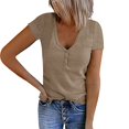 thumbnail image 1 of B91xZ Womens Tshirt Rétro T-Shirt de Saint Valentin Casual Lover Cadeau Blouse Tops, Kaki XL, 1 of 5