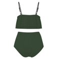 thumbnail image 4 of Jovati Beach Bikini Set for Women, Ruffled Tank Top with Removable Padded Bra and High-Waisted Bottom, Nylon Spandex Blend, Solid Color, Summer Swimwear, 4 of 7