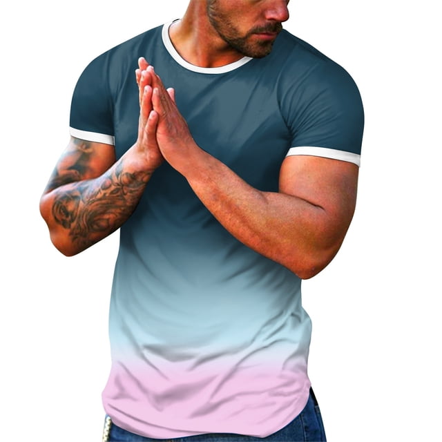 BOBOGOJP T-Shirts pour Grands Hommes T-Shirt Classique à Col Rond T-Shirt Coupe Confortable Chemise pour Homme (Vert,m)